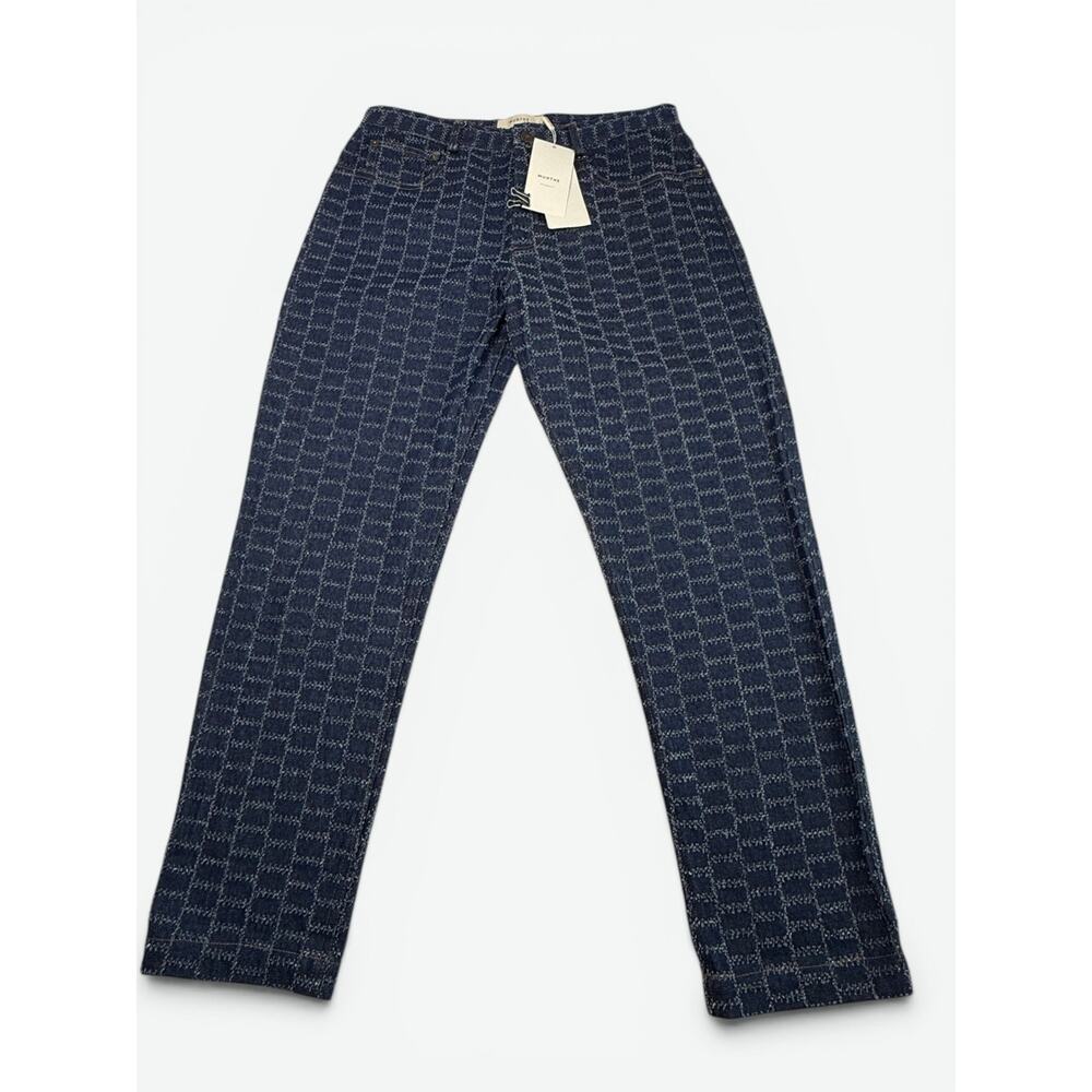 Munthe Denim Jeans 1407 Riggs Womens US 10 EU 40 Textured Checkered Indigo $255